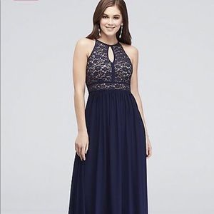 Lace Keyhole Tie Back  Halter Dress